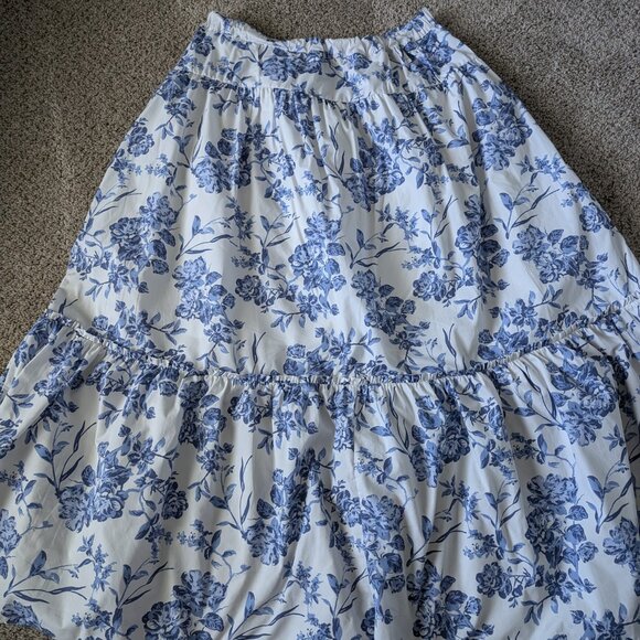 American Tall Vintage Floral Blue and White Maxi Skirt XXL Tall - Picture 7 of 7